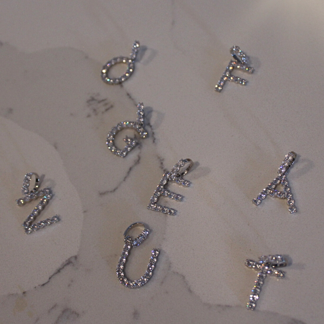 Rhinestone Initial charms