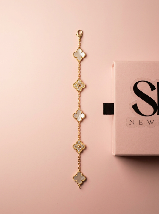 18K Gold-Plated Clover Charm Bracelet